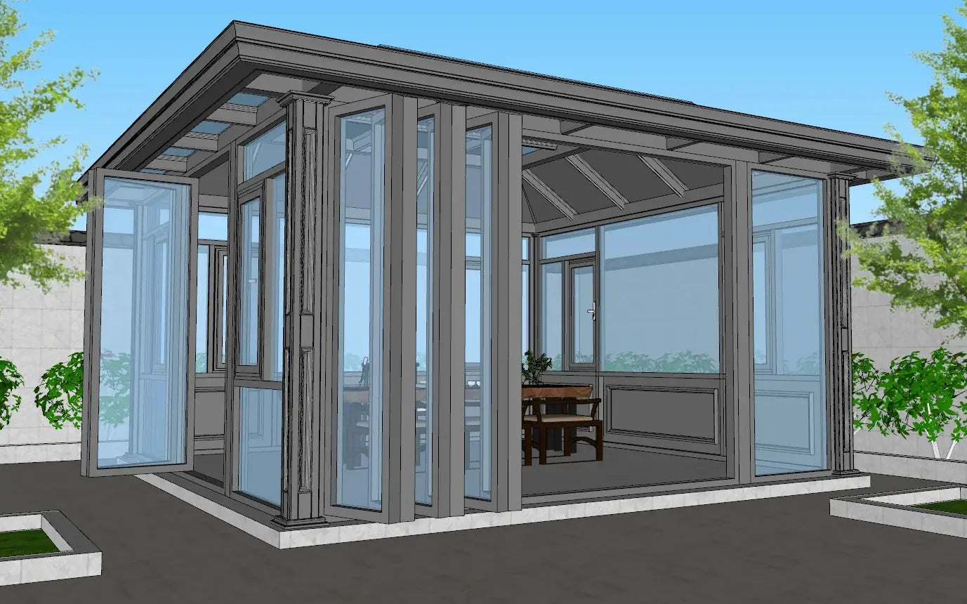 Luxury Aluminum Frame Outdoor Gazebo Sun Room Glass House for outdoor Living - The Greenhouse Pros