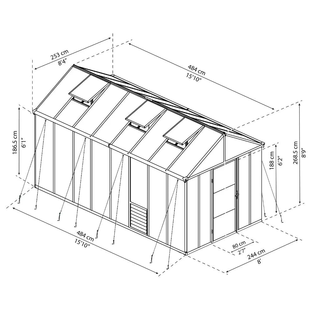 Palram - Canopia Glory 8' x 16' Greenhouse | HG5616 Palram