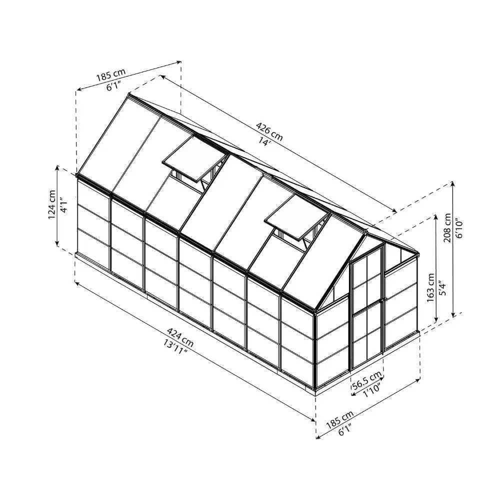 Palram - Canopia Hybrid 6' x 14' Greenhouse - Silver | HG5514 Palram