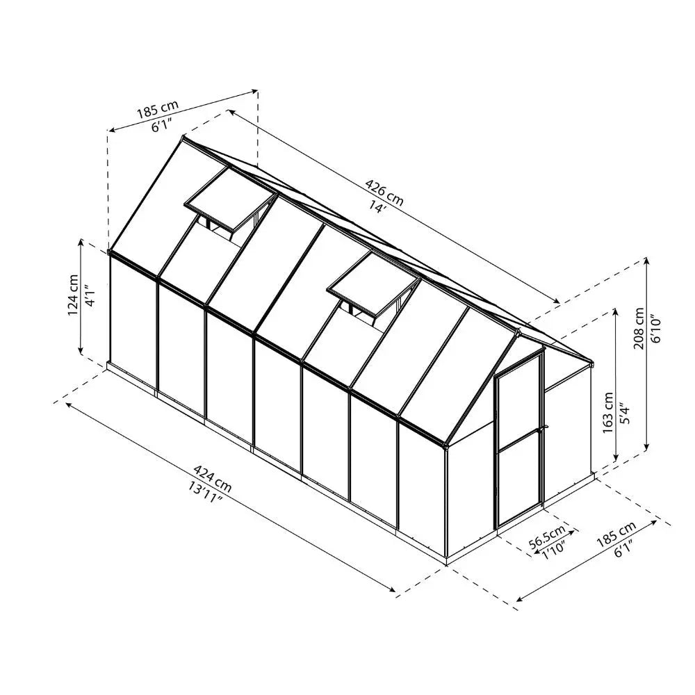 Palram - Canopia Mythos 6' x 14' Greenhouse - Silver | HG5014 Palram