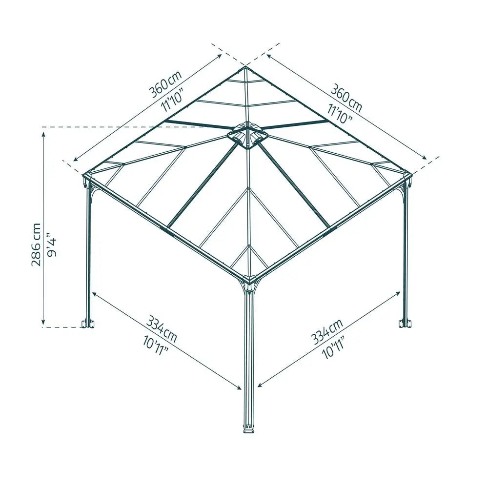 Palram - Canopia Palermo 3600 12' x 12' Gazebo | HG9152 Palram