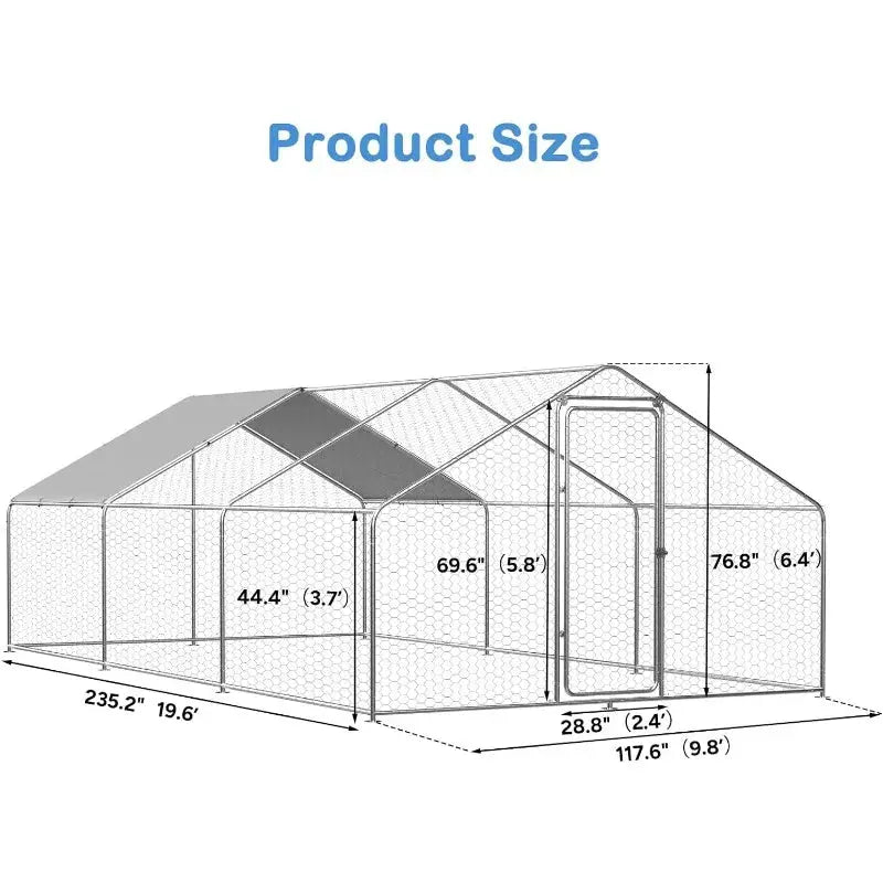 Large Metal Chicken Coop Run for 15/25 Chickens, Duck Coop/House, Walk-in Chicken Runs for Yard, Chicken Cage/ The Greenhouse Pros