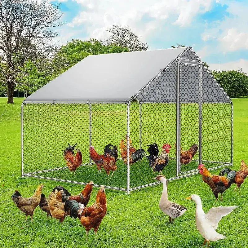 Large Metal Chicken Coop Run for 15/25 Chickens, Duck Coop/House, Walk-in Chicken Runs for Yard, Chicken Cage/ The Greenhouse Pros