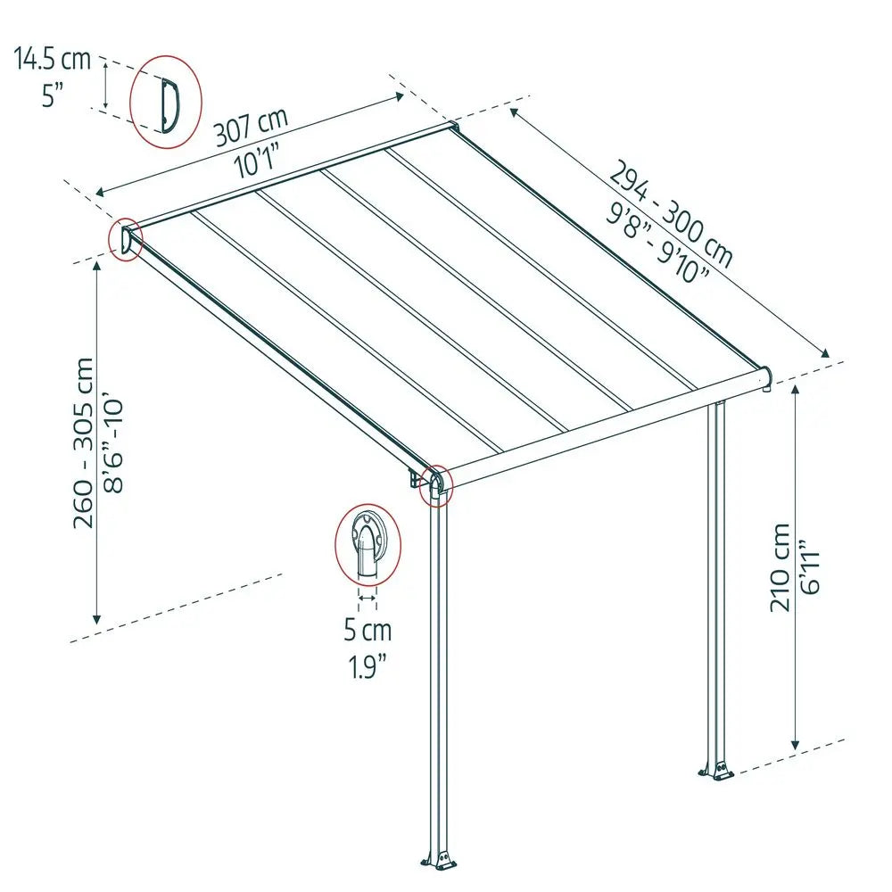 Palram - Canopia Olympia 10' x 10' Patio Cover - White/White | HG8810W Palram