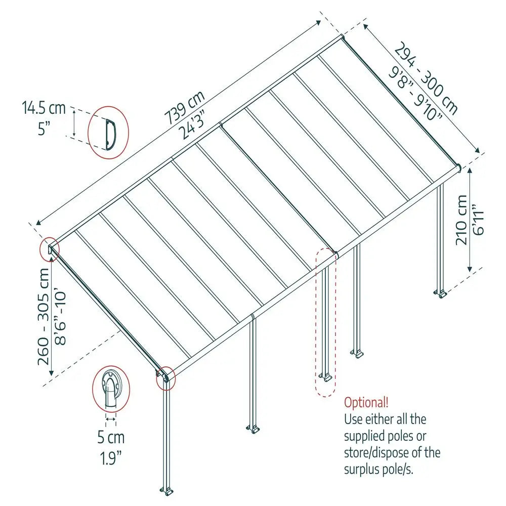 Palram - Canopia Olympia 10' x 24' Patio Cover - White/White | HG8824W Palram