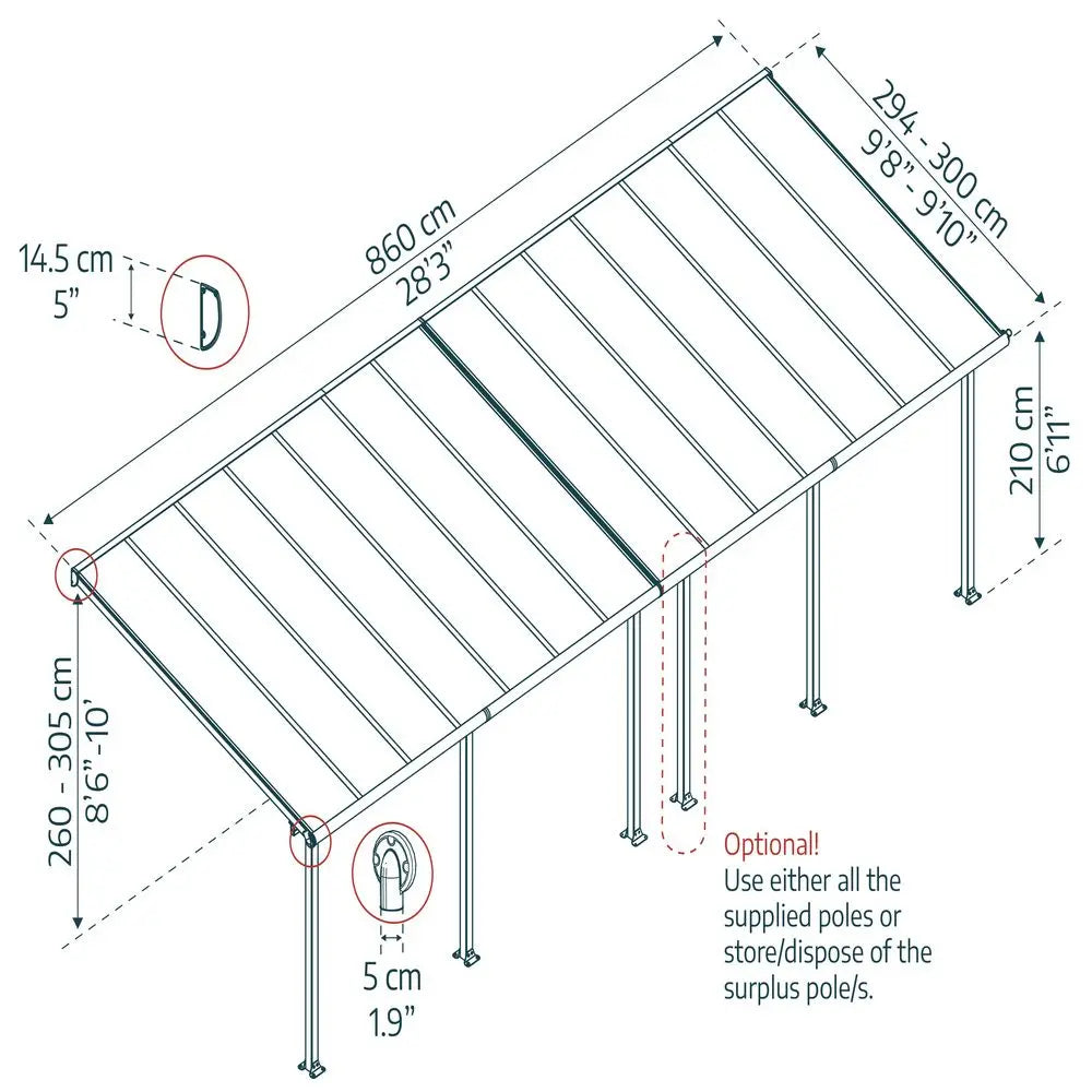 Palram - Canopia Olympia 10' x 28' Patio Cover - White/White | HG8828W Palram