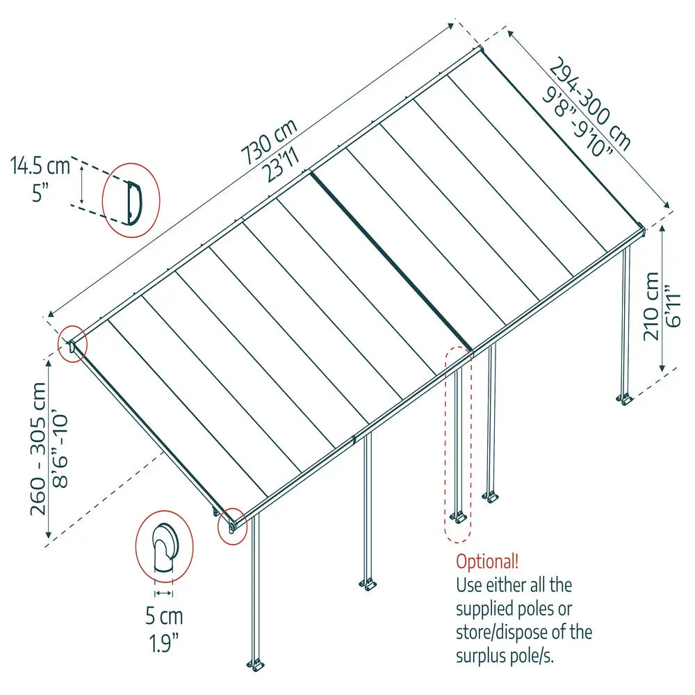 Palram - Canopia Feria 10' x 24' Patio Cover - White/White | HG9324 Palram