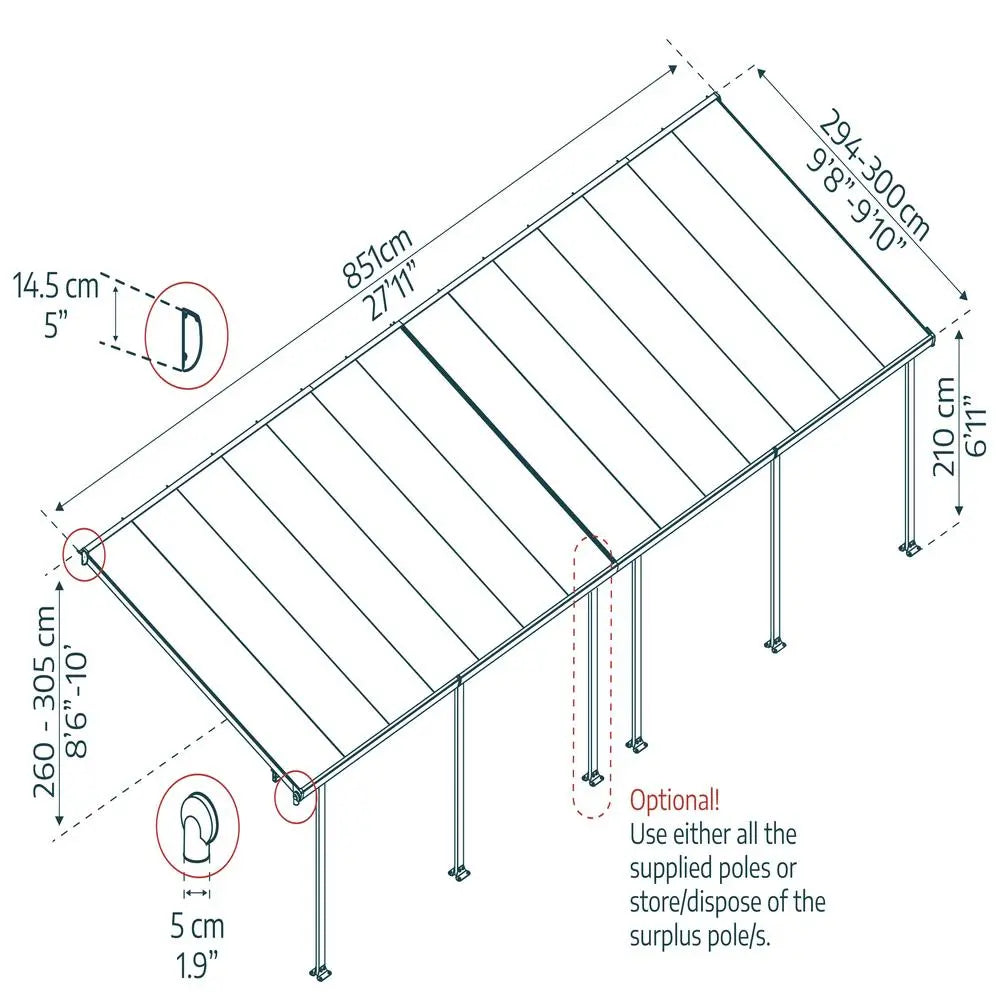 Palram - Canopia Feria 10' x 28' Patio Cover - White/White | HG9328 Palram